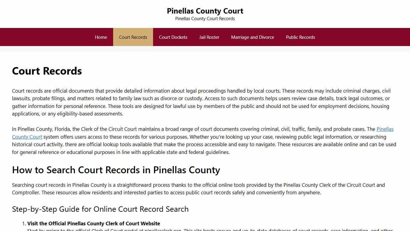 Court Records - Pinellas County Court